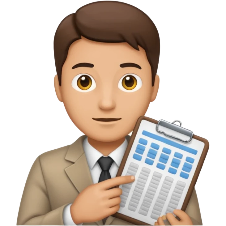 male aditor with spreadsheet emoji emoji
