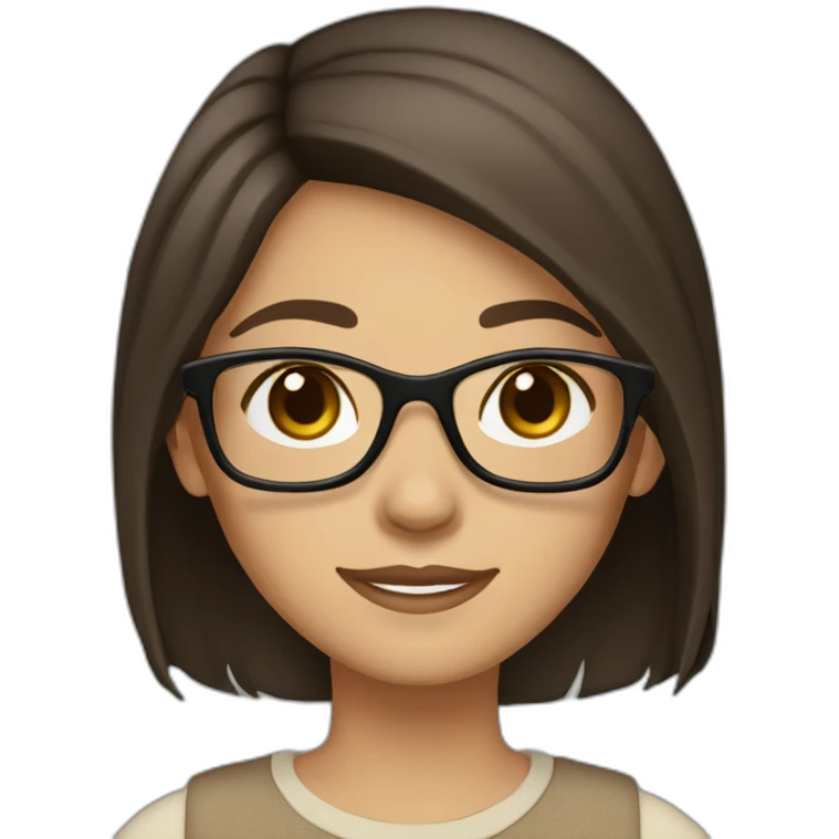 A girl with medium dark brown hair and dark brown eyes and beige skin wearing glasses emoji