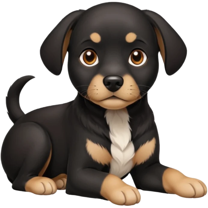 Chien noir avec poitrine et patte avant droite blanche emoji