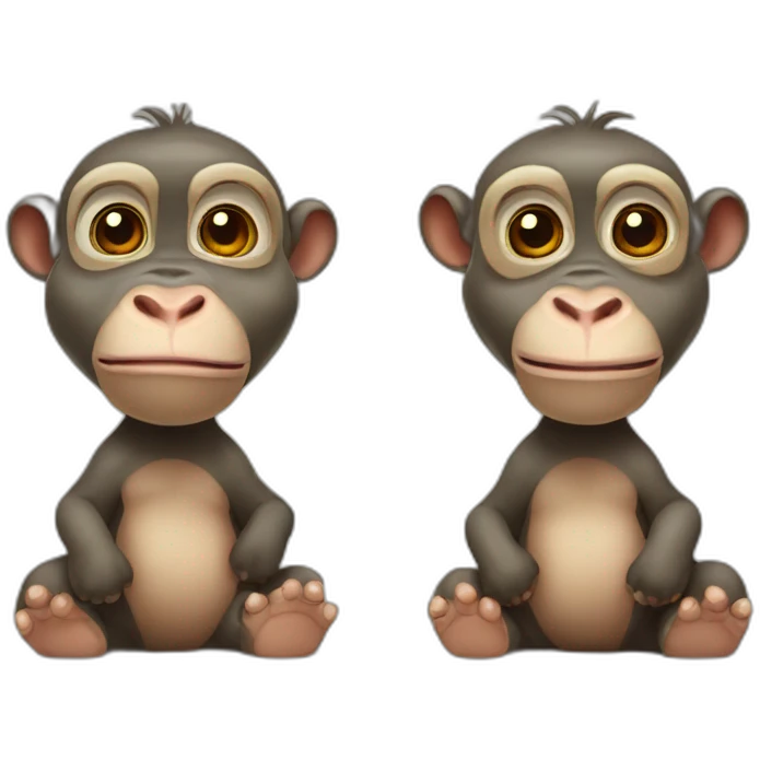 2 monkeys 1 hippopotamus emoji