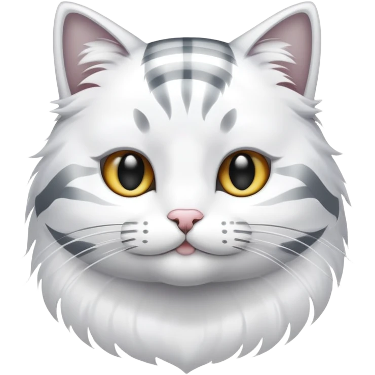 cat with white fur at the bottom and silver stripes at the top emoji