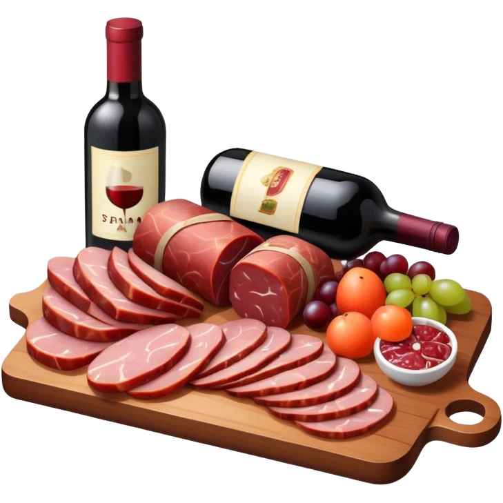 SPAM MEAT charcuterie with fruit and a bottle of wine emoji