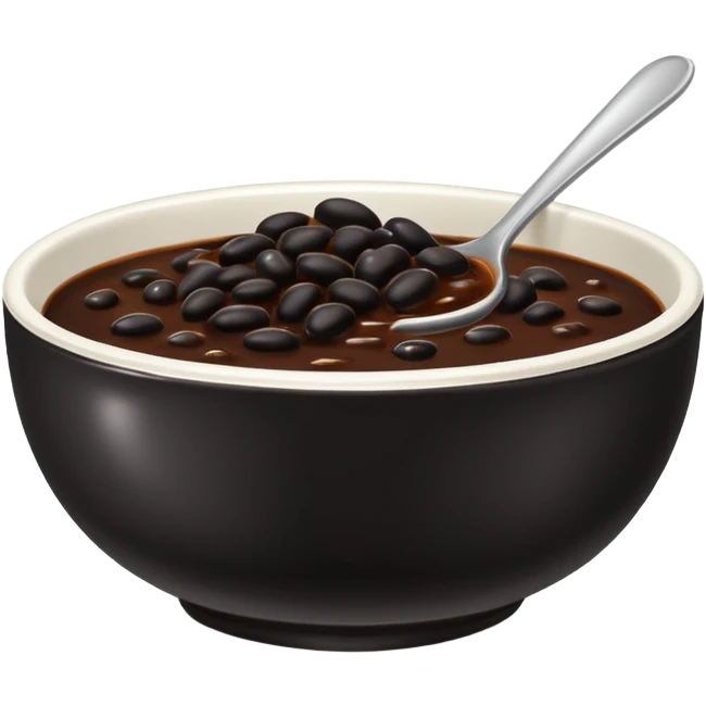 white bowl with thick black bean sauce, shiny, no spoon emoji