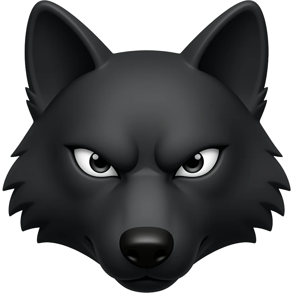 Lobo negro cara con ojos malvado emoji