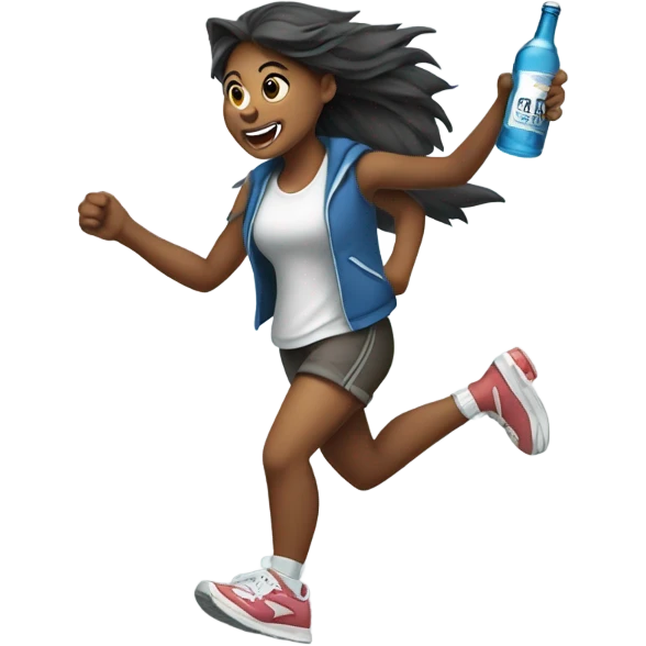 Girlie wolf animal with sneakers on running holding alcohol  emoji