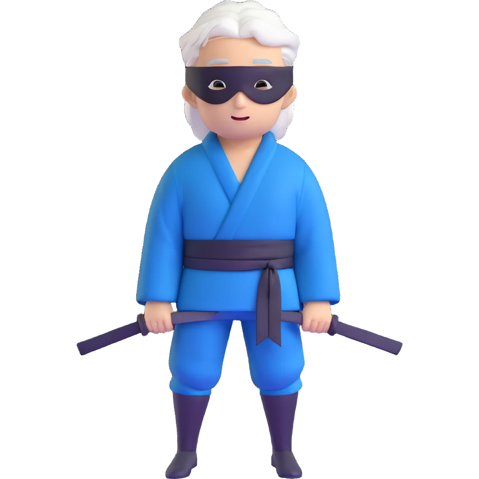 Satoru Gojo from Jujutsu Kaisen with white hair, blindfold, black and blue outfit, confident smirk emoji