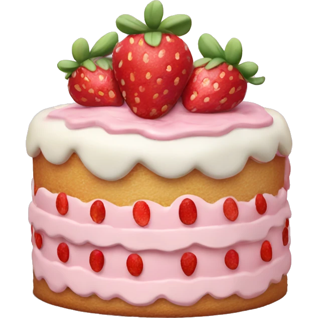 Pink strawberries and cream birthday cake  emoji
