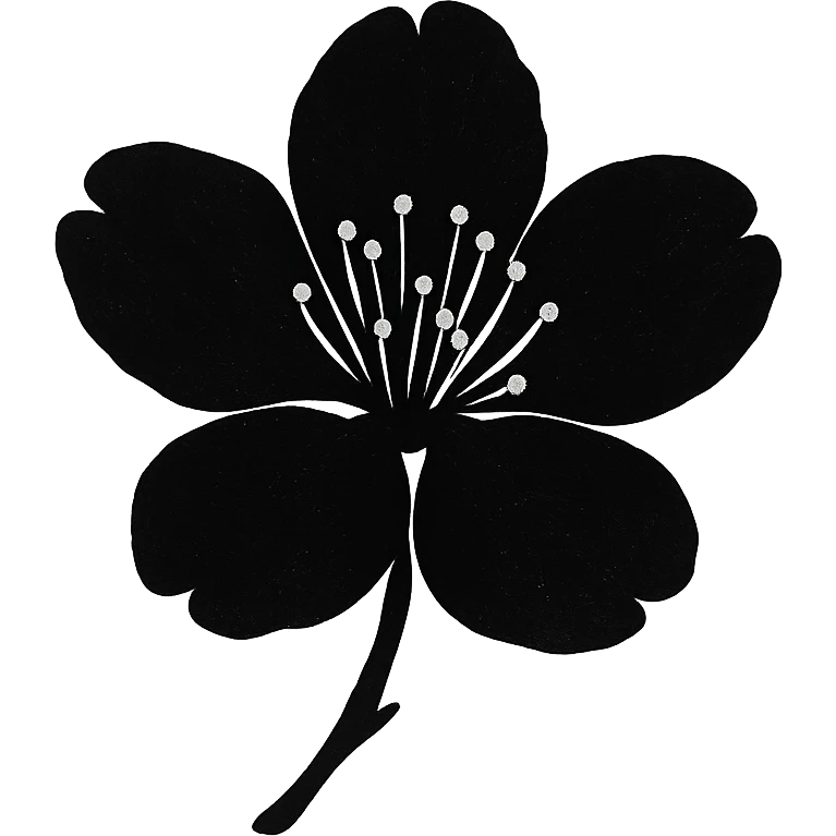 show  one black cherry blossom, remove background emoji