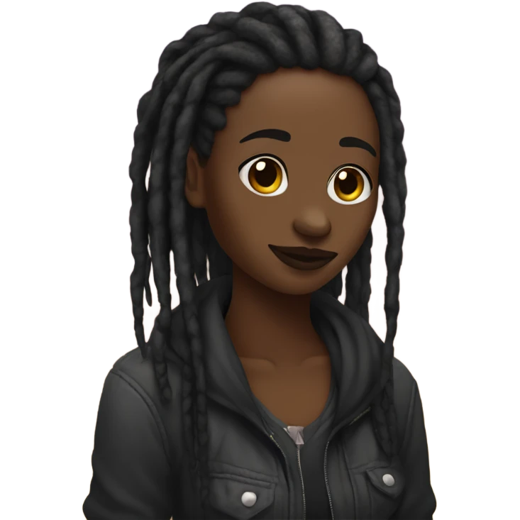 Black lesbian with dreadlocks holding a raven emoji