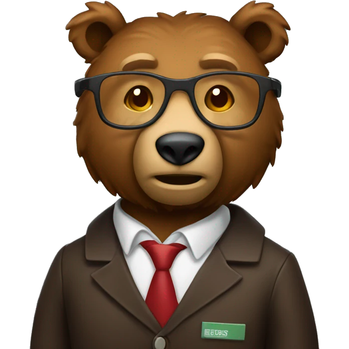  brown bear animal as a university professor, Apple ios style emoji emoji