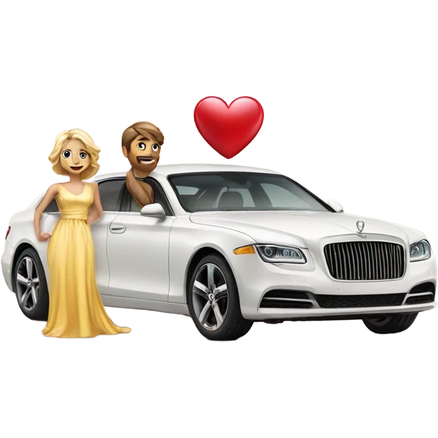 Luxury car with a heart and a couple emoji