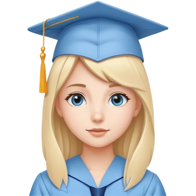 Girl in LIGHT BLUE graduation uniform graduation cap emoji