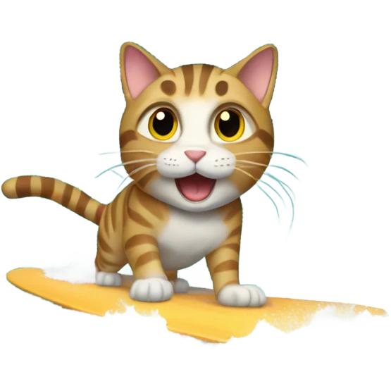 Male tabby cat surfing huge wave emoji