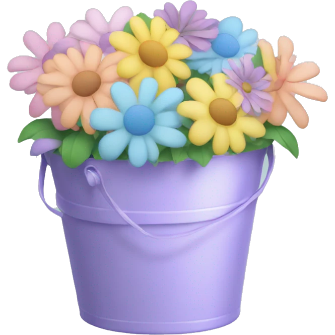 Bucket of pastel coloured flowers  emoji