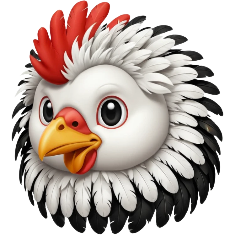 chicken with body covered every feathers is a mix of black and white color   emoji
