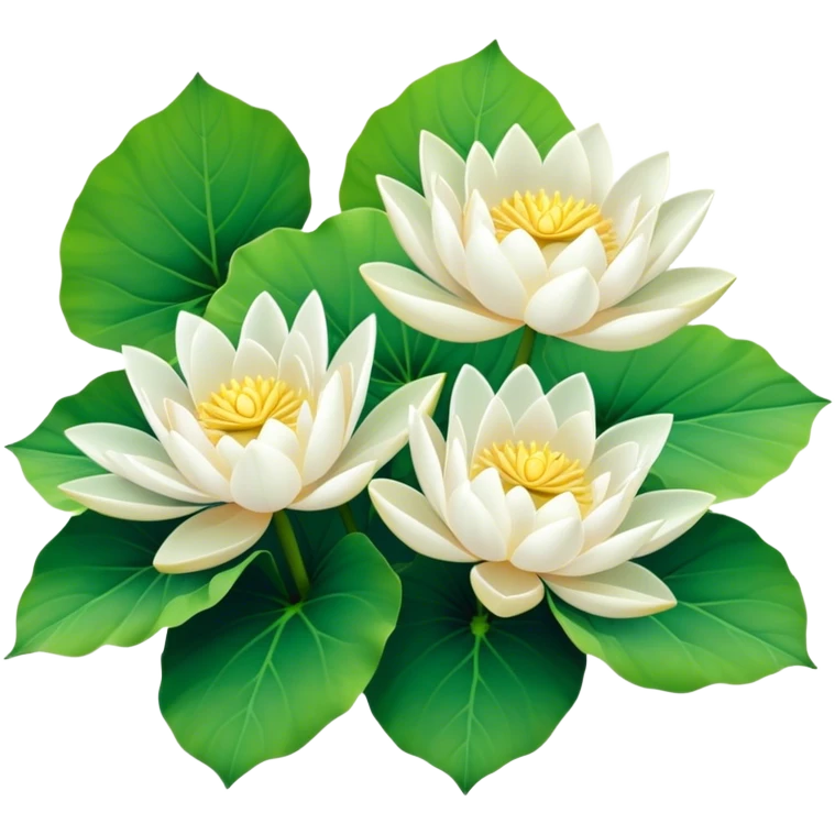 bouquet white Nymphaea lotus,stem, Nymphaea Lotus leaf emoji
