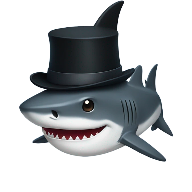 Shark with a top hat emoji