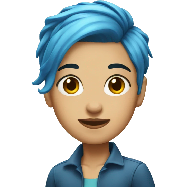 Blue hair side part women  emoji