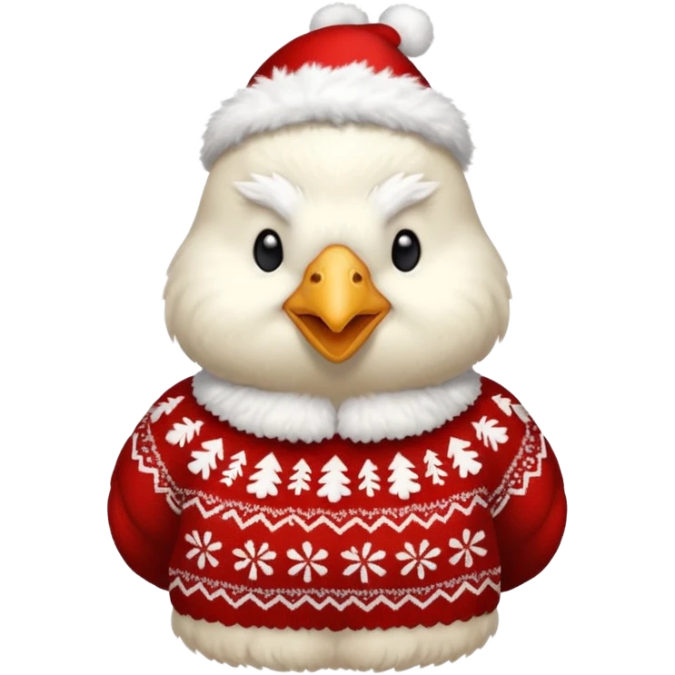 White Chicken with a Christmas jumper emoji