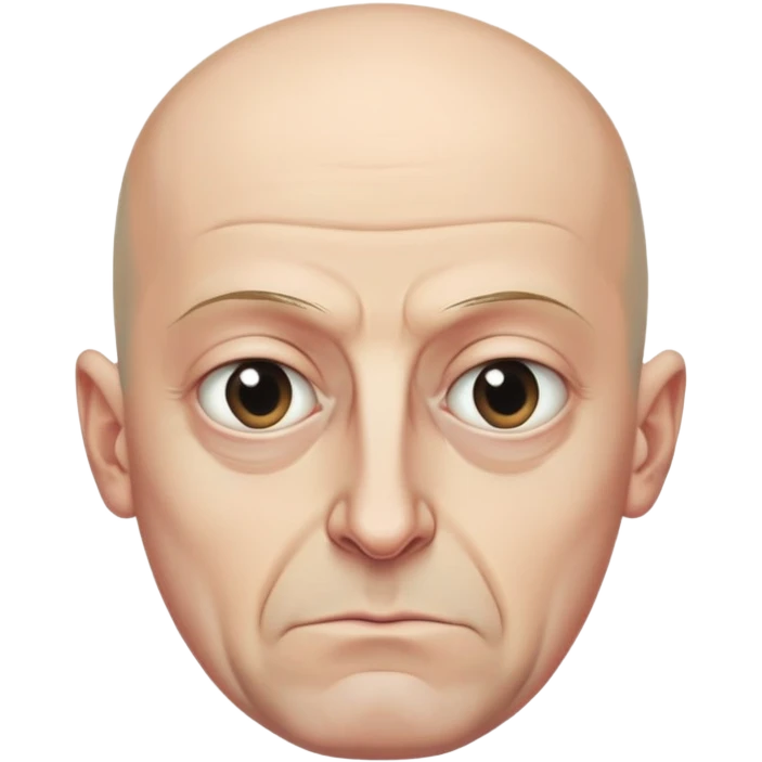 Steven Miller, Trump advisor, bald, grim expression, narrow face, sagging eyelids drooping more on the outside, bottom lip sticking out emoji