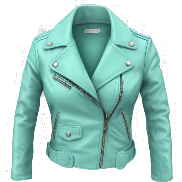 Realistic isolated open pastel tiffany blue fashion leather jacket.  emoji