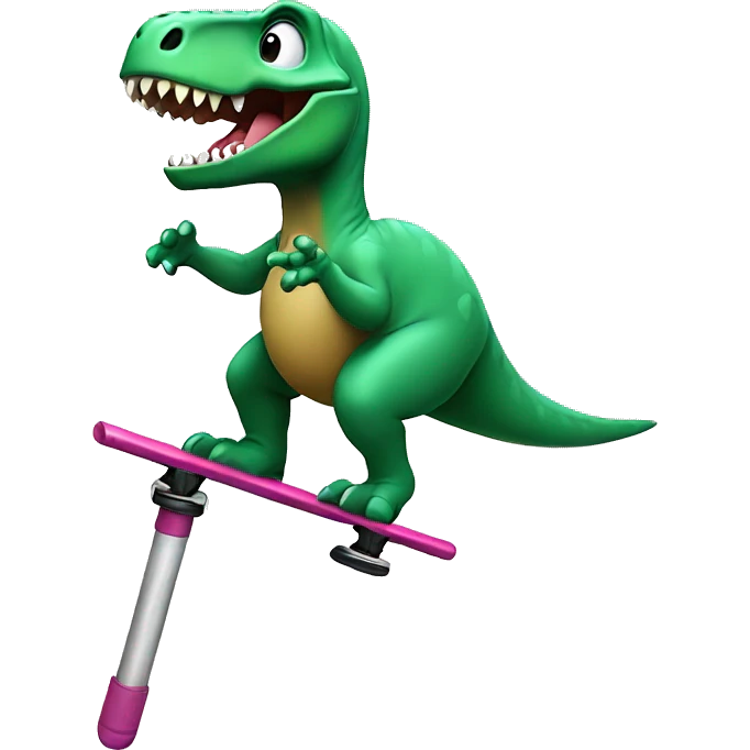 Dinosaur jumping on a pogo stick emoji