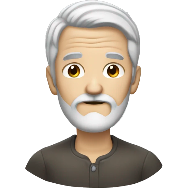 old white man, with dark and silver grey hair, with a dark grey circle beard emoji