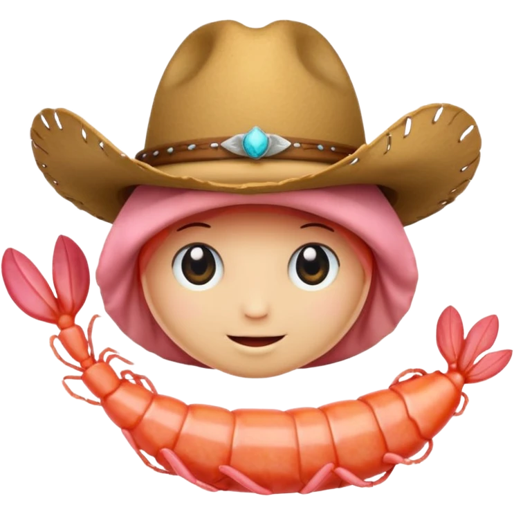 Shrimp wearing a cowboy hat emoji