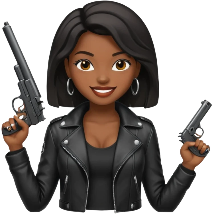 A sexy black female gangster with a gun emoji