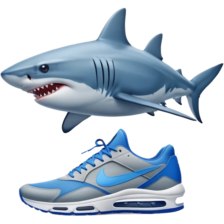 A realistic shark in blue Nike shoes  emoji