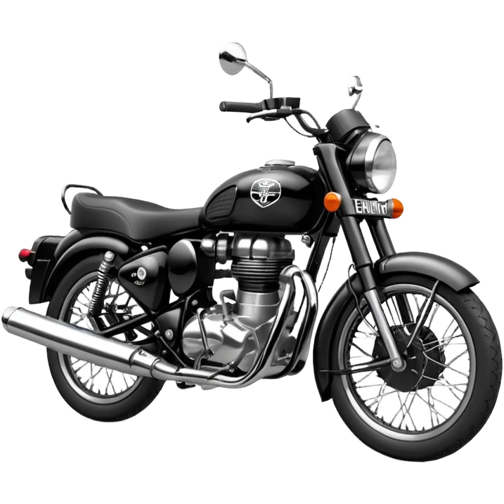 Black royal Enfield with white logo emoji