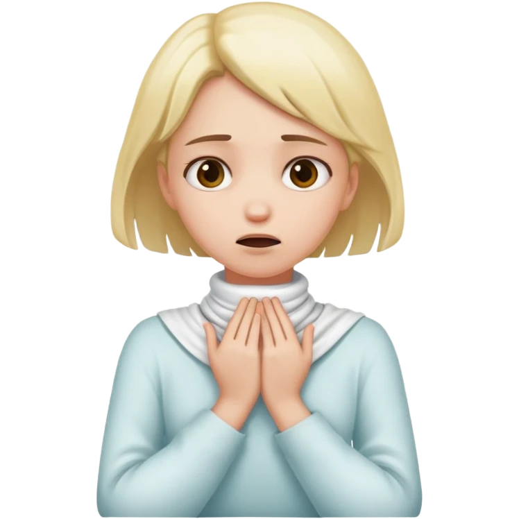 girl with her hands wrapped around her throat faking dying emoji