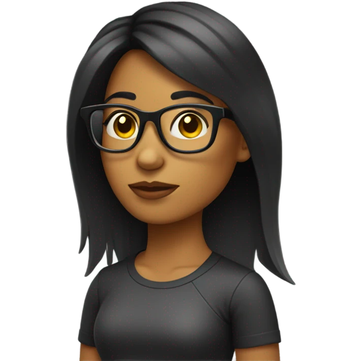 Chica cabello negro con lentes emoji