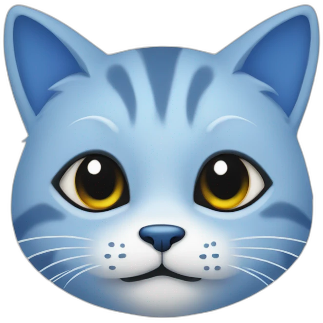 Blue simplistic sketch of a cute cat face emoji
