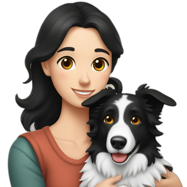 Border-collie-cuddling-with-woman emoji