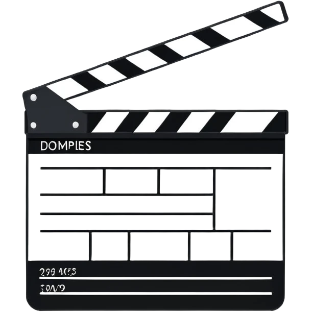 geometric outline clapperboard with thin black lines and only one diagonal line inside, minimalist design emoji