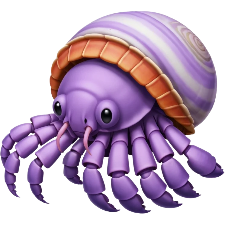 hermit crab should be light violet and the shell should be white with spirals emoji