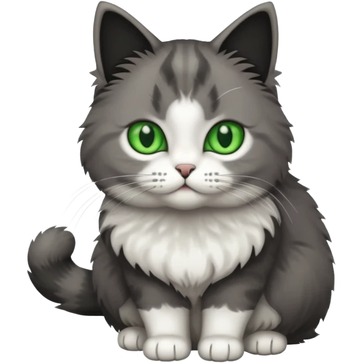 full body half dark grey and half white cat emoji