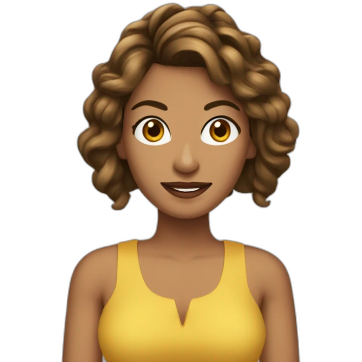 Mujer cabello castaño piel clara con computadora emoji