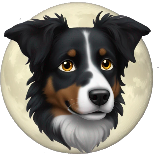 Small black australian shepherd dog moon emoji