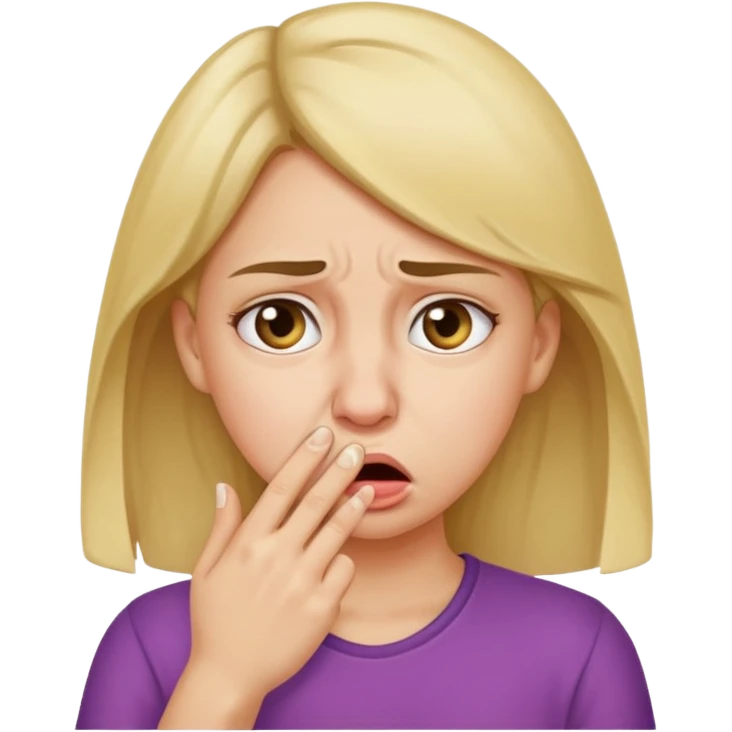 create a girl who is holding her nose because she is smelling something bad emoji