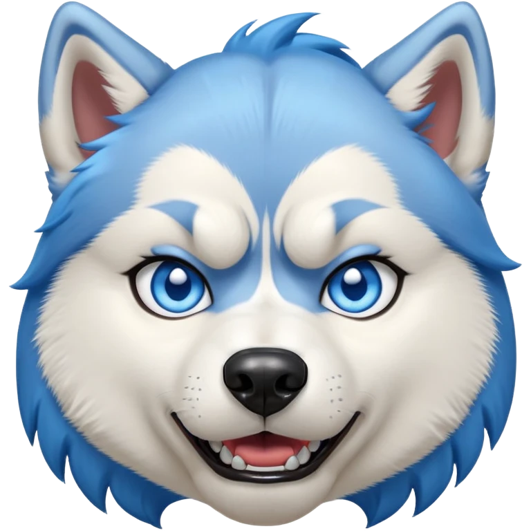 Husky dog, Female, Witn blue caret hair, with blue eyes, angry emotion  emoji