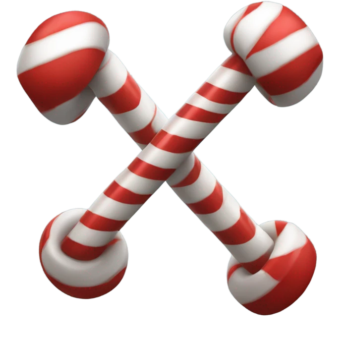 A candy cane lifting weights emoji