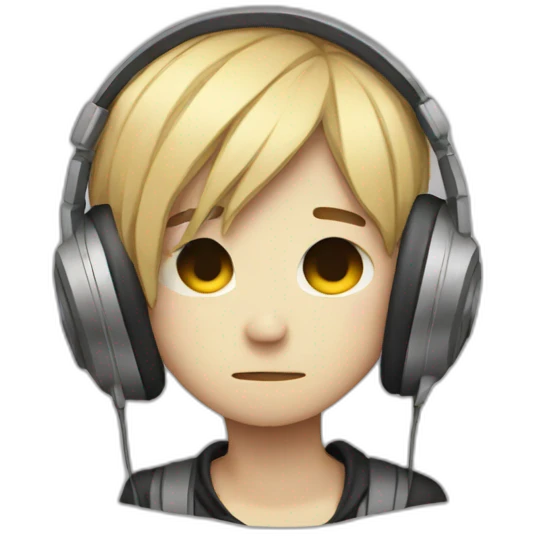 Emo depressed with headphones emoji