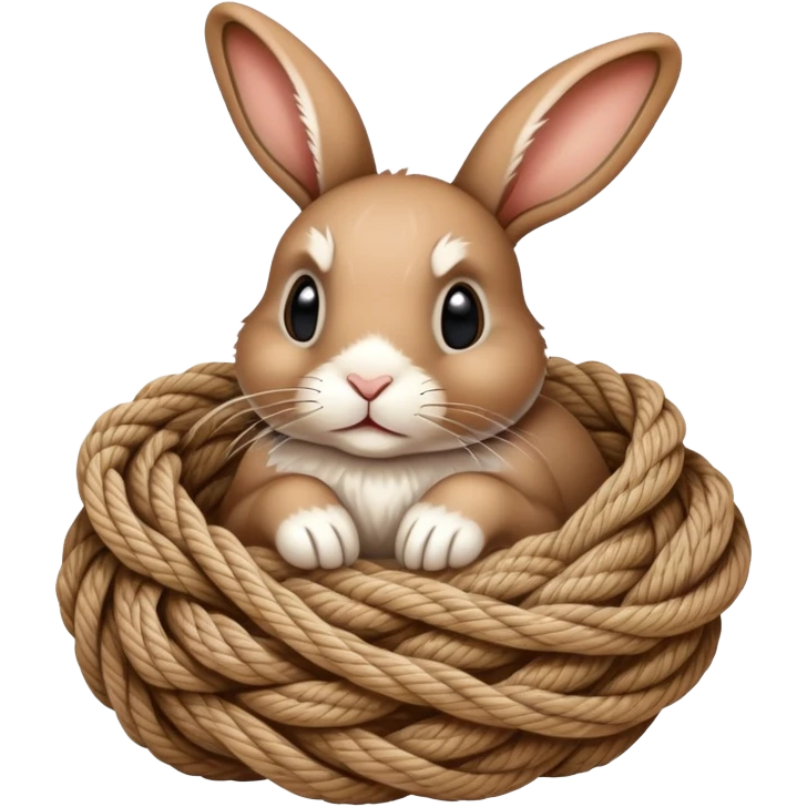 Rabbit wrapped in intricate ropes and knots emoji