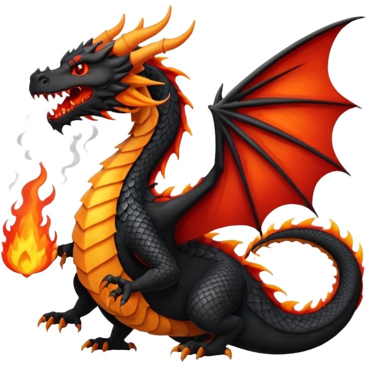 black dragon breathing fire emoji