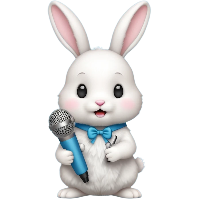 white bunnie singing to mic emoji