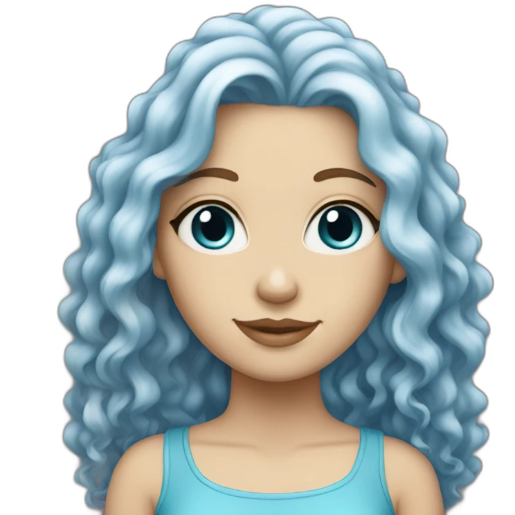 white girl with long blue curly hair emoji