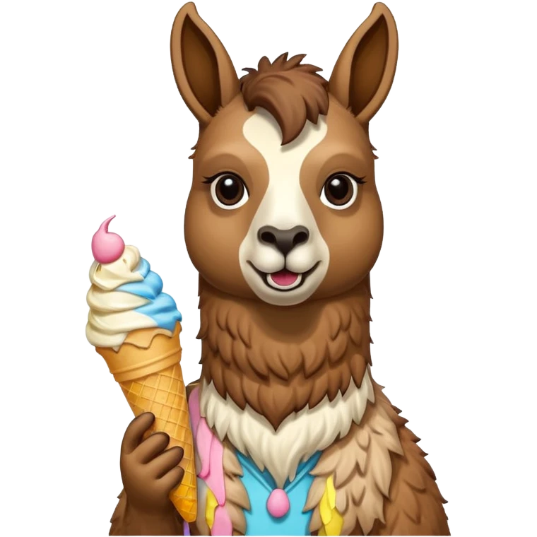 Llama with ice cream emoji