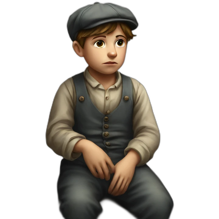 Victorian-Era-poor-factory-worker-kid-flat-cap-sad emoji
